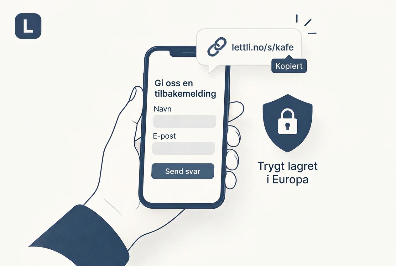 En mobil med et Lettli-skjema og et skjold som viser trygg deling